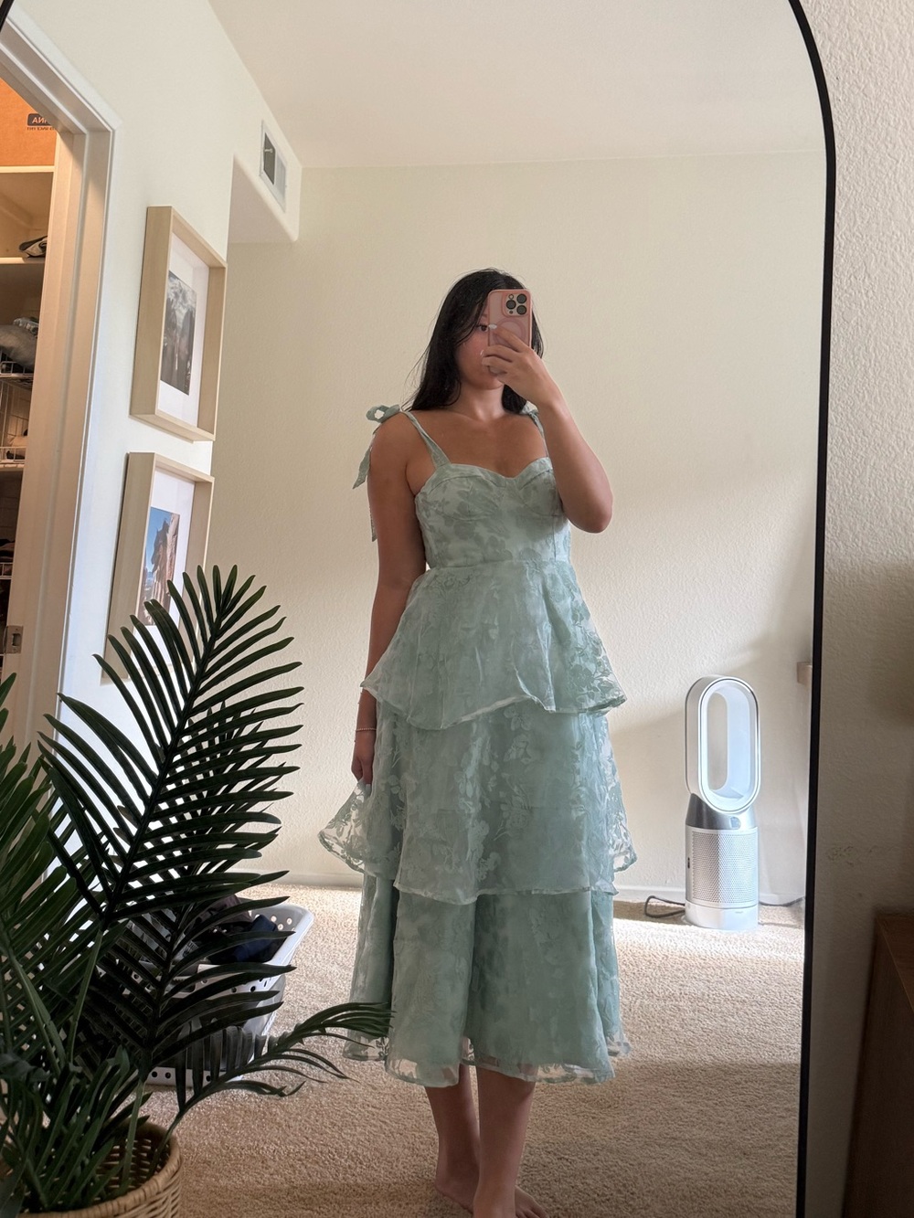Lulu's Sage Green Lace Tiered Midi Dress